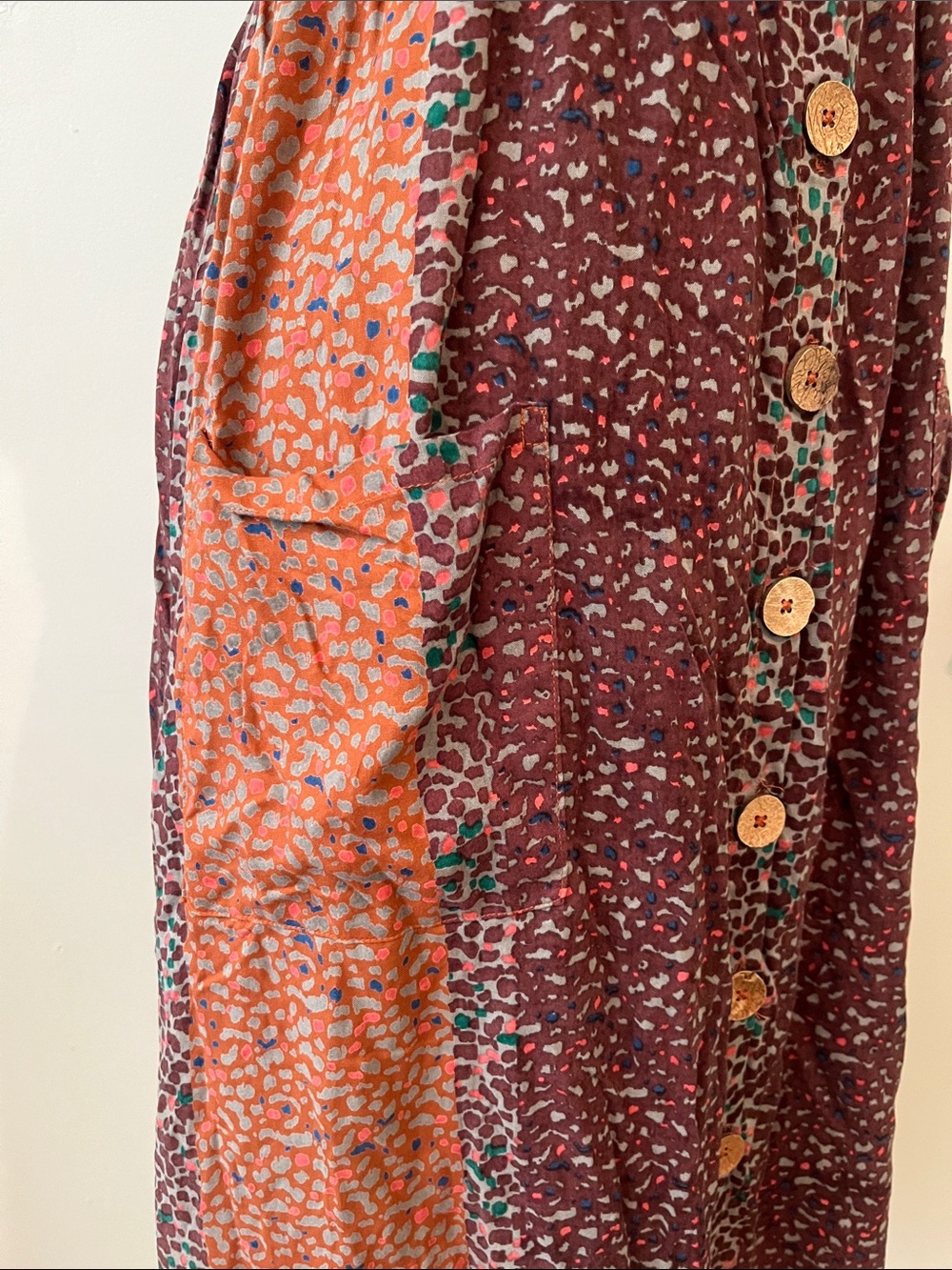 Angie colorful sundress midi button front L - Picture 6 of 9